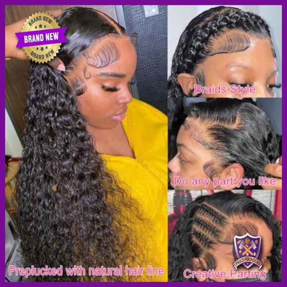 28 Inch Human Hair Deep Wave Lace Front Wig 200% Density Pre Plucked main image 6